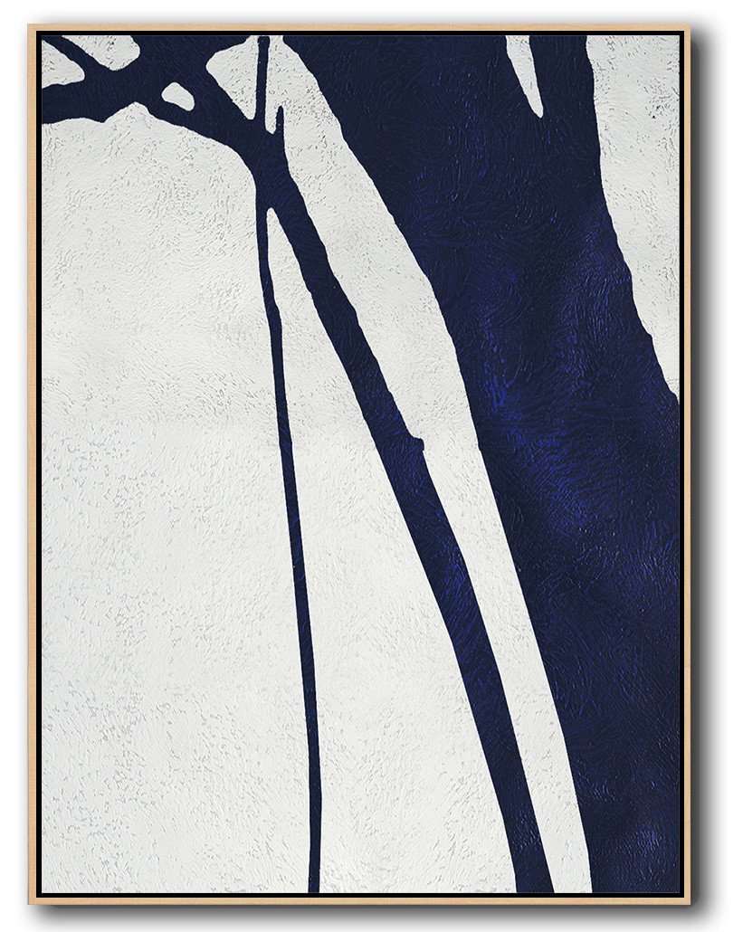 Large Paintings For Living Room,Navy Blue Abstract Painting Online,Giant Canvas Wall Art